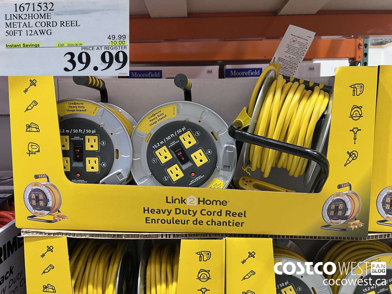 1671532 LINK2HOME METAL CORD REEL 50FT 12AWG ($10.00 INSTANT SAVINGS EXPIRES ON 2024-06-09) $39.99