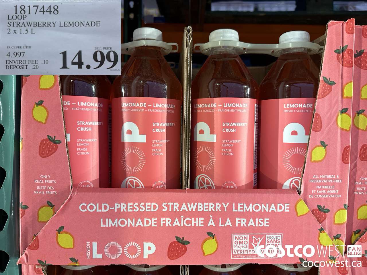 1817448 LOOP STRAWBERRY LEMONADE 2 X 1.5 L $14.99