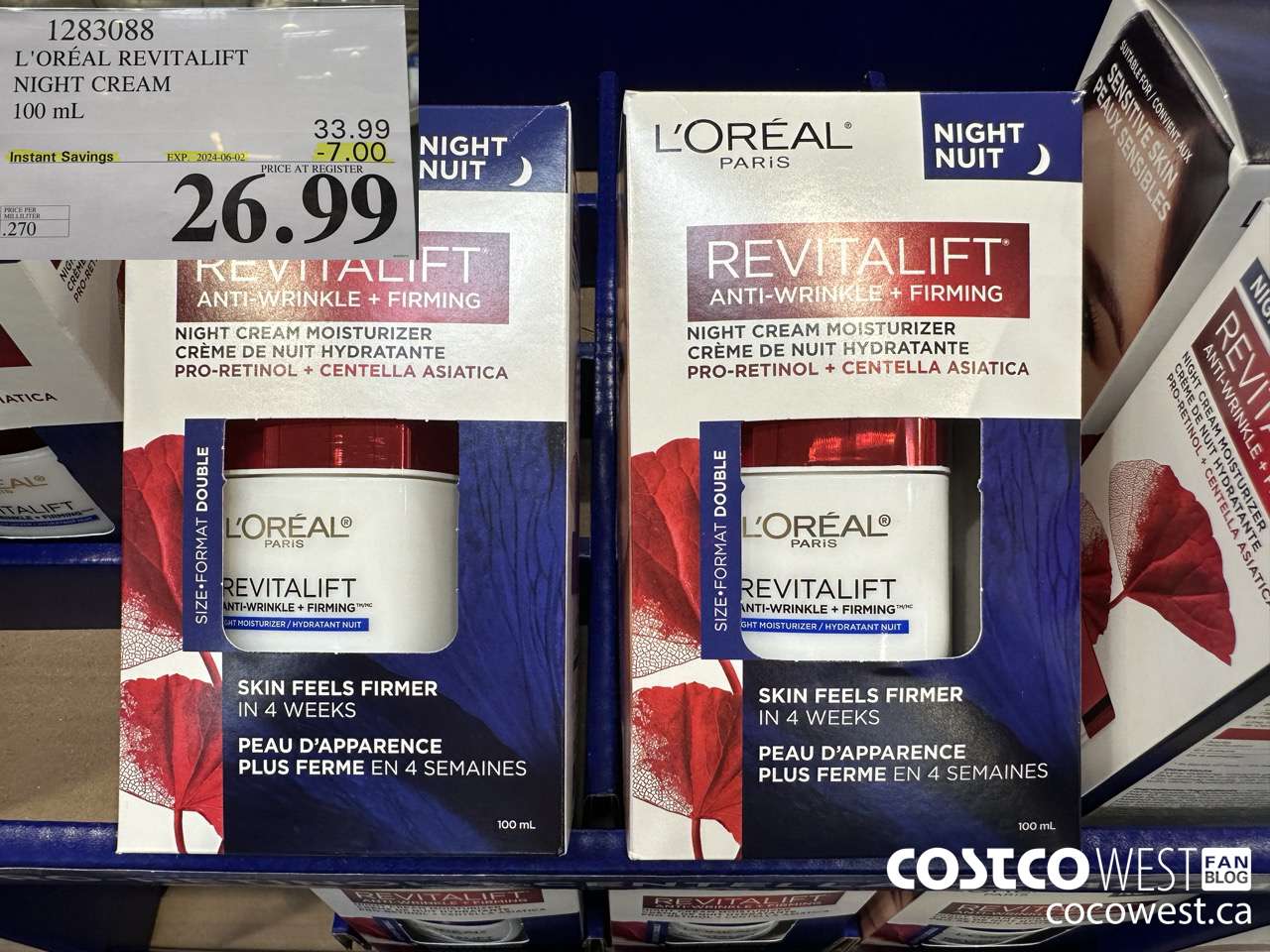 1283088 L'OREAL REVITALIFT NIGHT CREAM 100 mL ($7.00 INSTANT SAVINGS EXPIRES ON 2024-06-02) $26.99