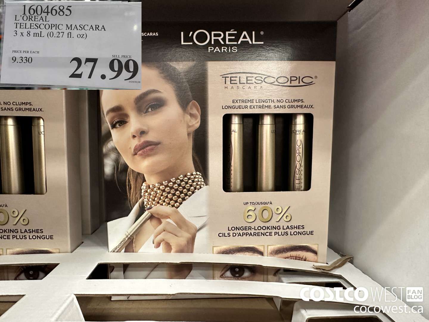 1604685 L'OREAL TELESCOPIC MASCARA 3 X 8 ML (0.27 FL. OZ) $27.99