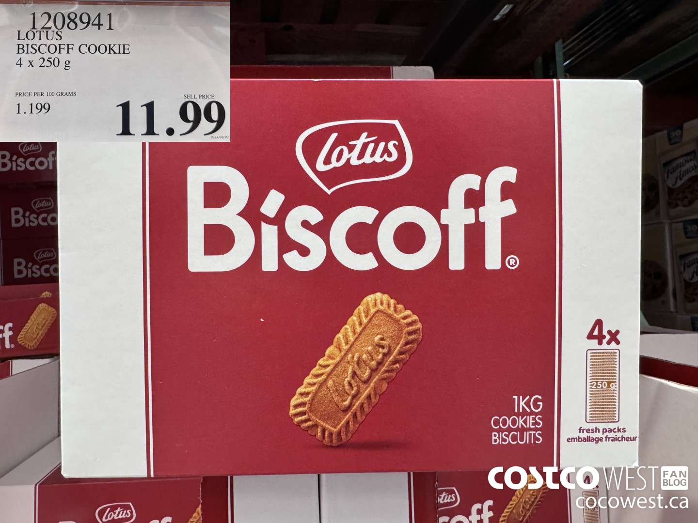1208941 LOTUS BISCOFF COOKIE 4 x 250 g $11.99