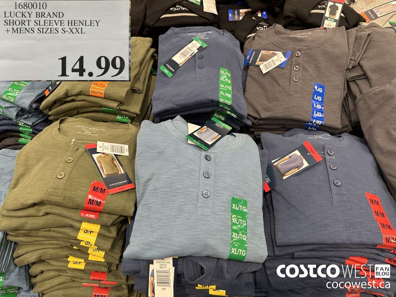 1680010 LUCKY BRAND SHORT SLEEVE HENLEY MENS SIZES S-XXL $14.99