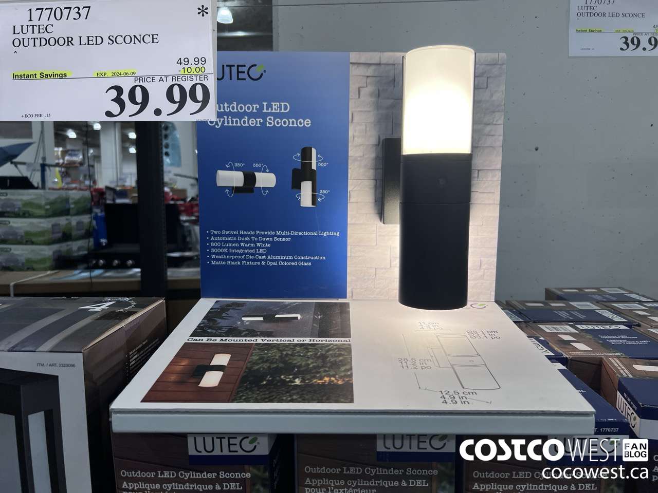 1770737 LUTEC OUTDOOR LED SCONCE ($10.00 INSTANT SAVINGS EXPIRES ON 2024-06-09) $39.99
