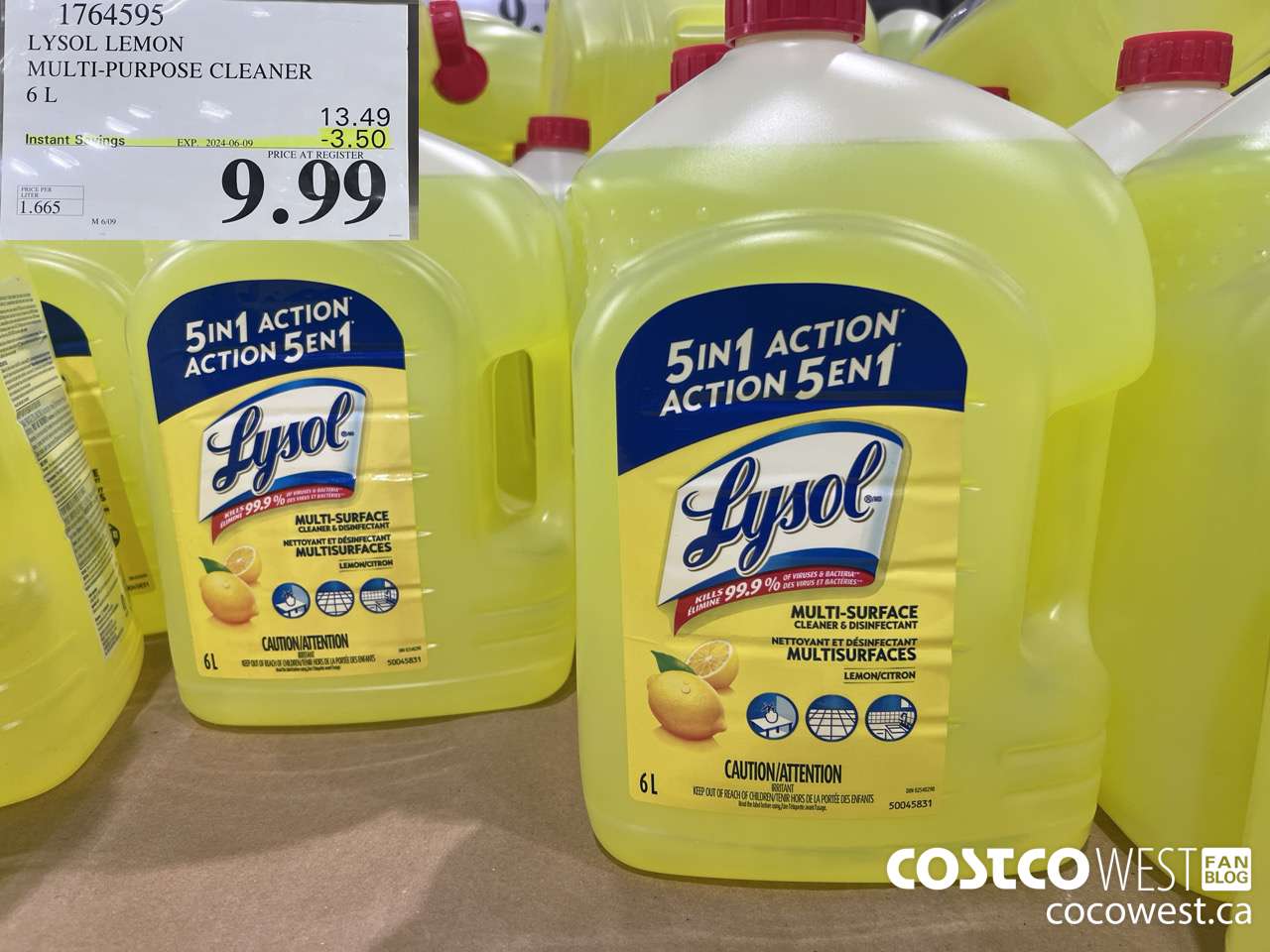 1764595 LYSOL LEMON MULTI-PURPOSE CLEANER 6L ($3.50 INSTANT SAVINGS EXPIRES ON 2024-06-09) $9.99