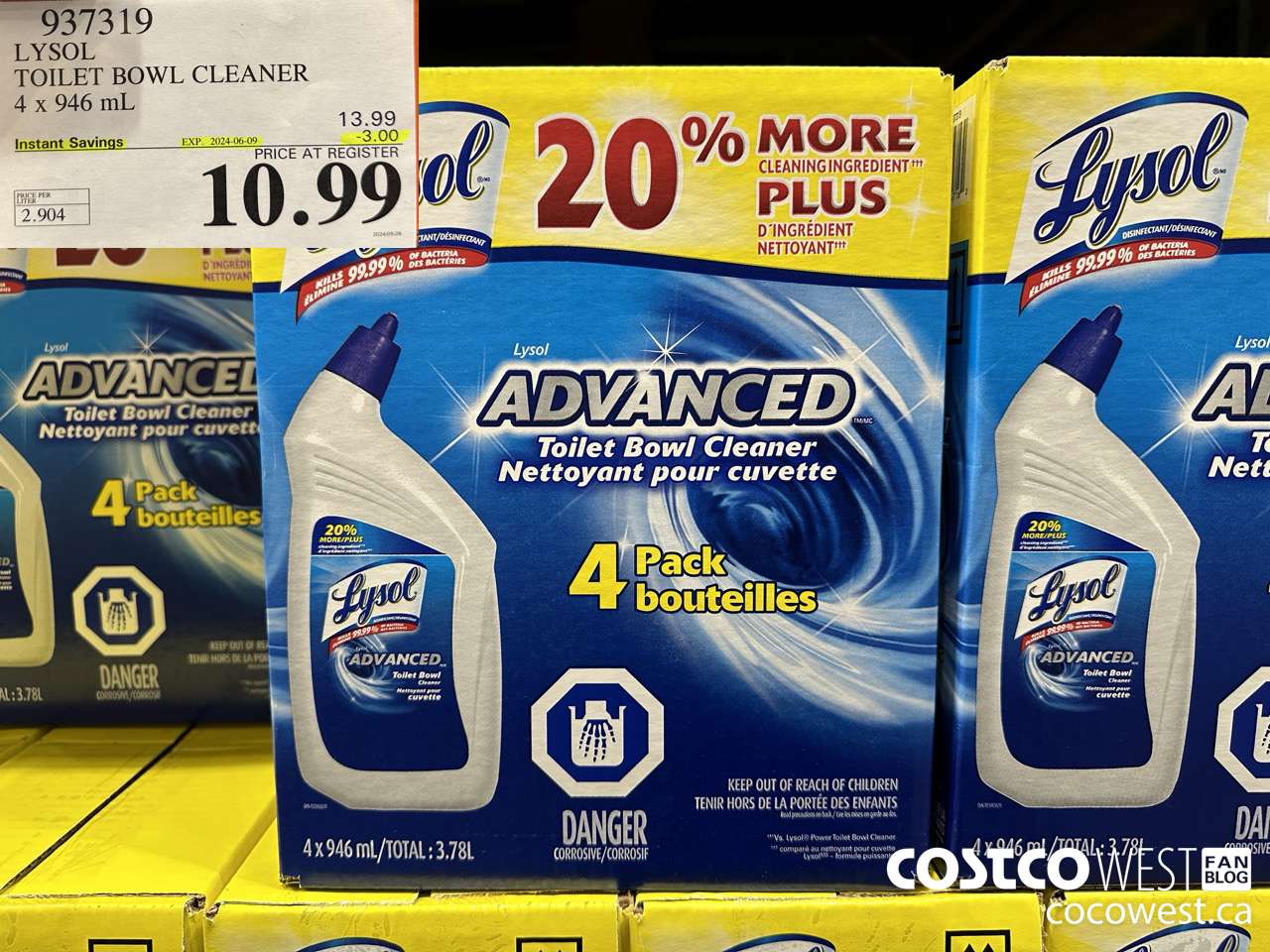 937319 LYSOL TOILET BOWL CLEANER 4 x 946 ML ($3.00 INSTANT SAVINGS EXPIRES ON 2024-06-09) $10.99