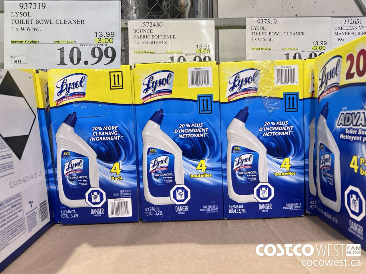937319 LYSOL TOILET BOWL CLEANER 4 x 946 ML ($3.00 INSTANT SAVINGS EXPIRES ON 2024-06-09) $10.99