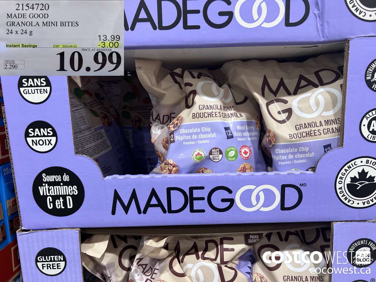 2154720 MADE GOOD GRANOLA MINI BITES 24 X 24G ($3.00 INSTANT SAVINGS EXPIRES ON 2024-06-02) $10.99