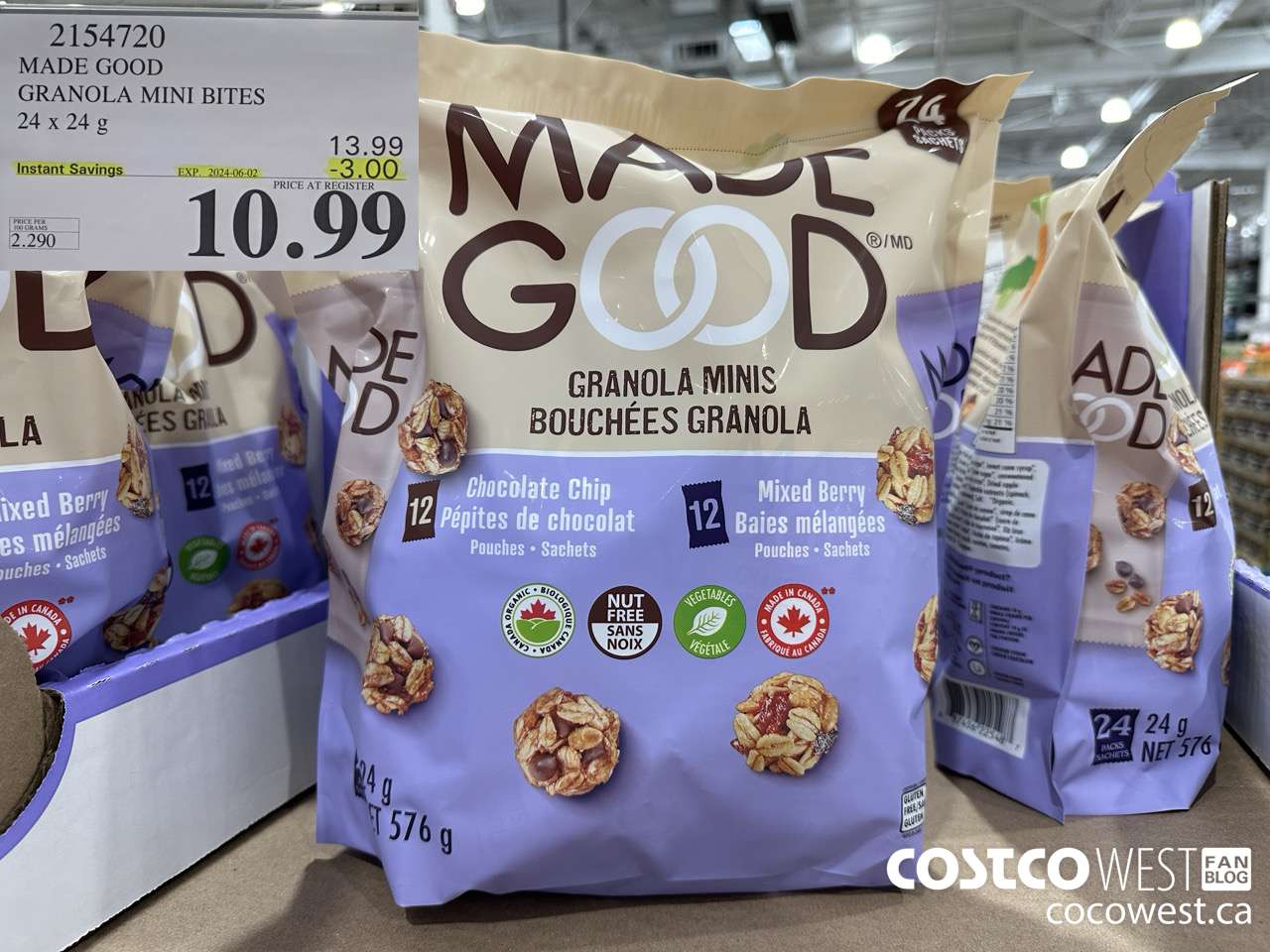 2154720 MADE GOOD GRANOLA MINI BITES 24 X 24G ($3.00 INSTANT SAVINGS EXPIRES ON 2024-06-02) $10.99