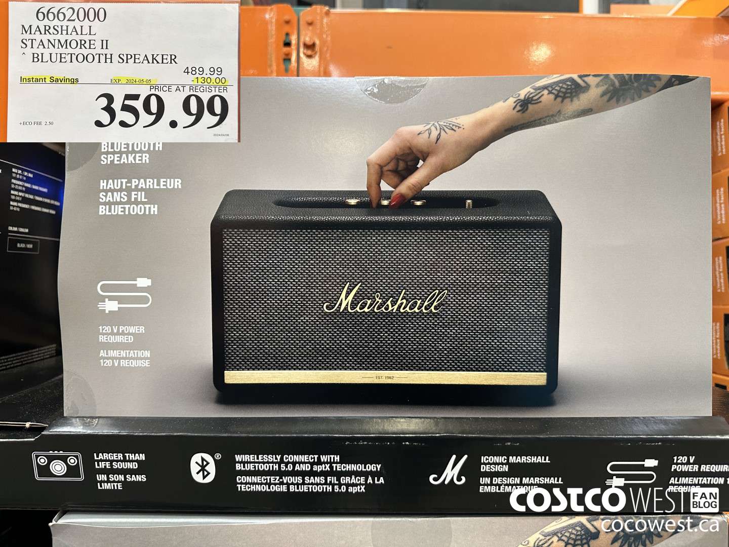 6662000 MARSHALL STANMORE II BLUETOOTH SPEAKER ($130.00 INSTANT SAVINGS EXPIRES ON 2024-05-05) $359.99