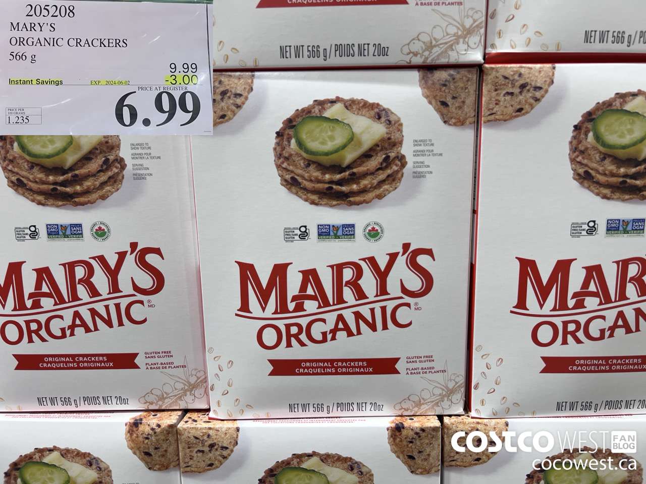 205208 MARY'S ORGANIC CRACKERS 566G ($3.00 INSTANT SAVINGS EXPIRES ON 2024-06-02) $6.99