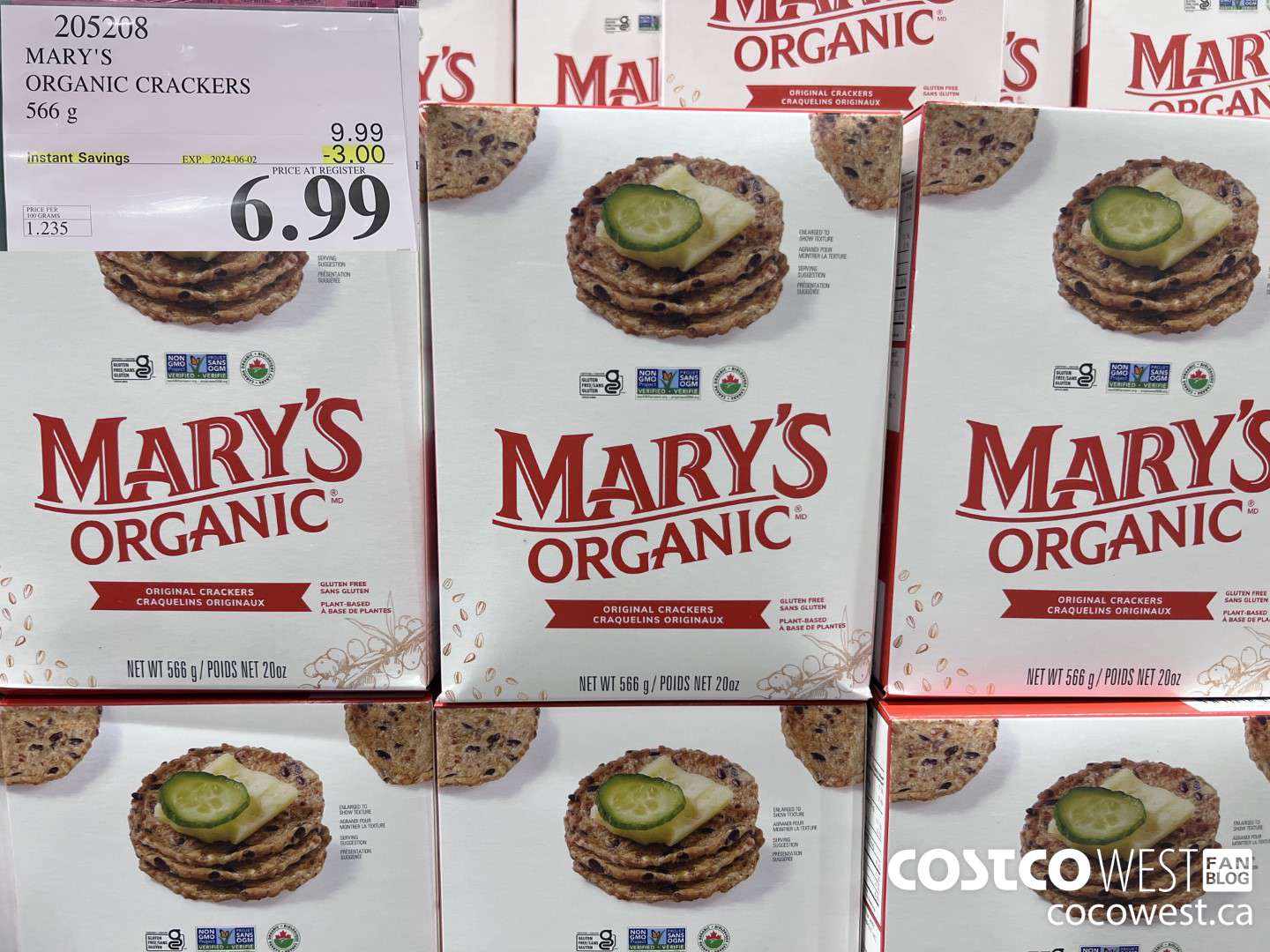 205208 MARY'S ORGANIC CRACKERS 566G ($3.00 INSTANT SAVINGS EXPIRES ON 2024-06-02) $6.99