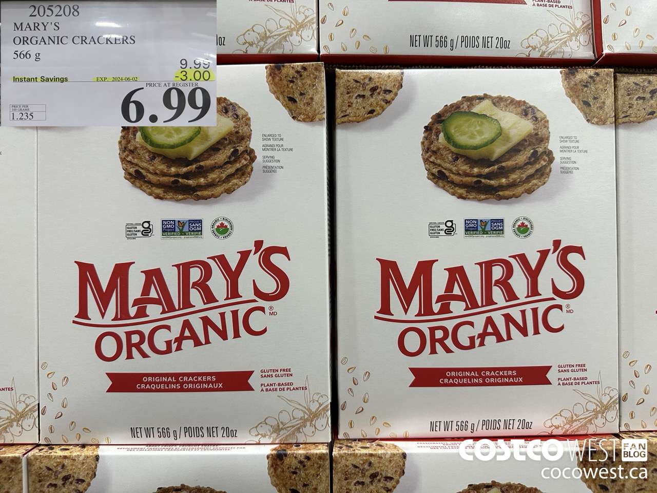 205208 MARY'S ORGANIC CRACKERS 566G ($3.00 INSTANT SAVINGS EXPIRES ON 2024-06-02) $6.99