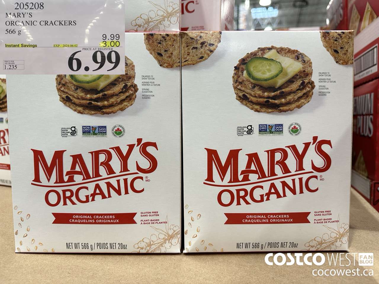 205208 MARY'S ORGANIC CRACKERS 566G ($3.00 INSTANT SAVINGS EXPIRES ON 2024-06-02) $6.99