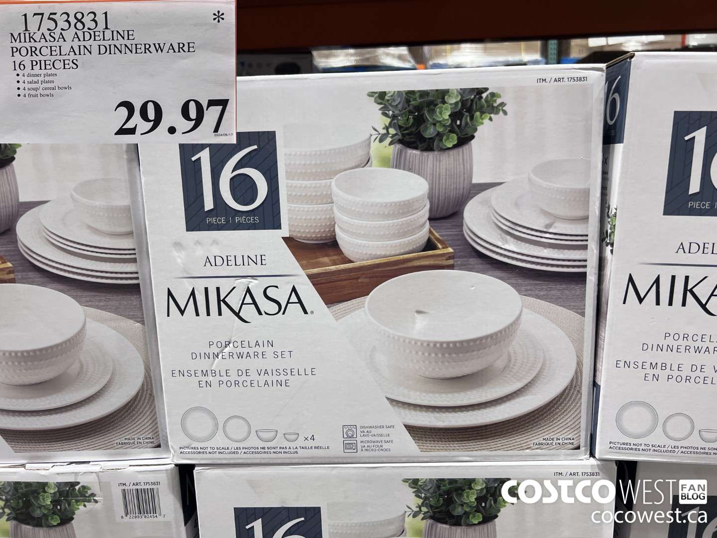1753831 MIKASA ADELINE PORCELAIN DINNERWARE 16 PIECES $29.97