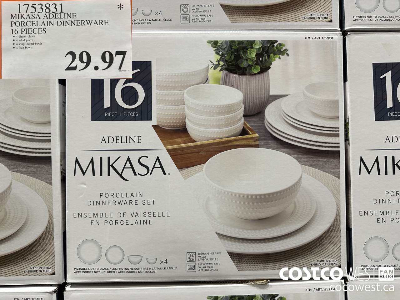 1753831 MIKASA ADELINE PORCELAIN DINNERWARE 16 PIECES $29.97