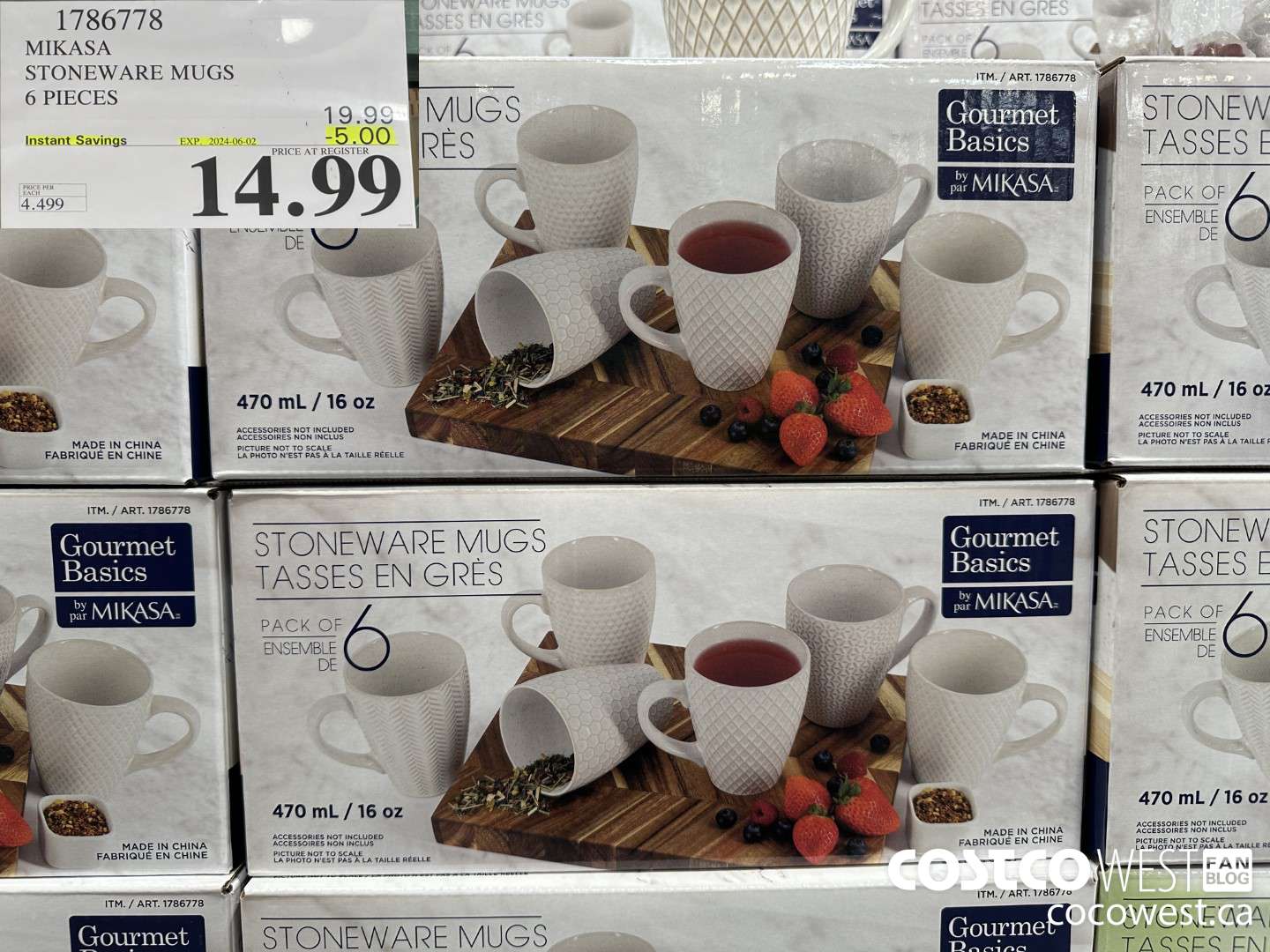 1786778 MIKASA STONEWARE MUGS 6 PIECES ($5.00 INSTANT SAVINGS EXPIRES ON 2024-06-02) $14.99