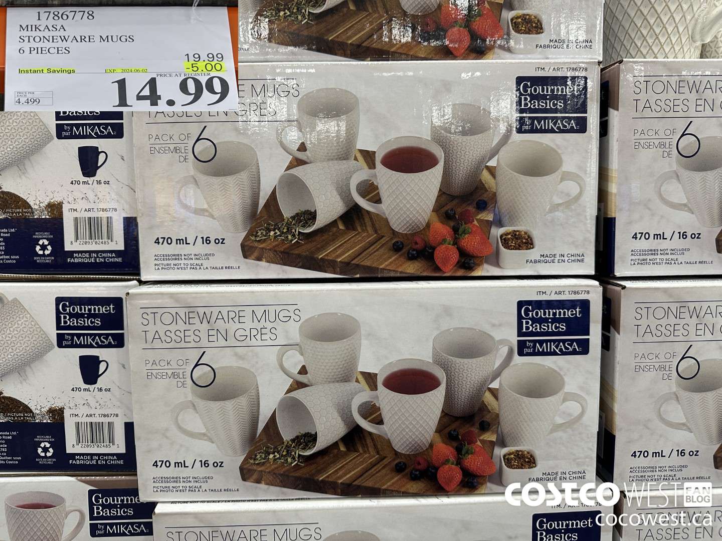 1786778 MIKASA STONEWARE MUGS 6 PIECES ($5.00 INSTANT SAVINGS EXPIRES ON 2024-06-02) $14.99