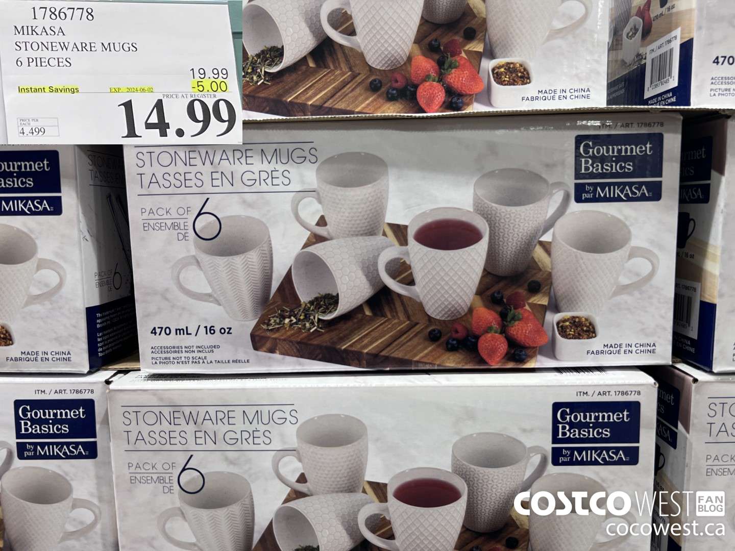 1786778 MIKASA STONEWARE MUGS 6 PIECES ($5.00 INSTANT SAVINGS EXPIRES ON 2024-06-02) $14.99