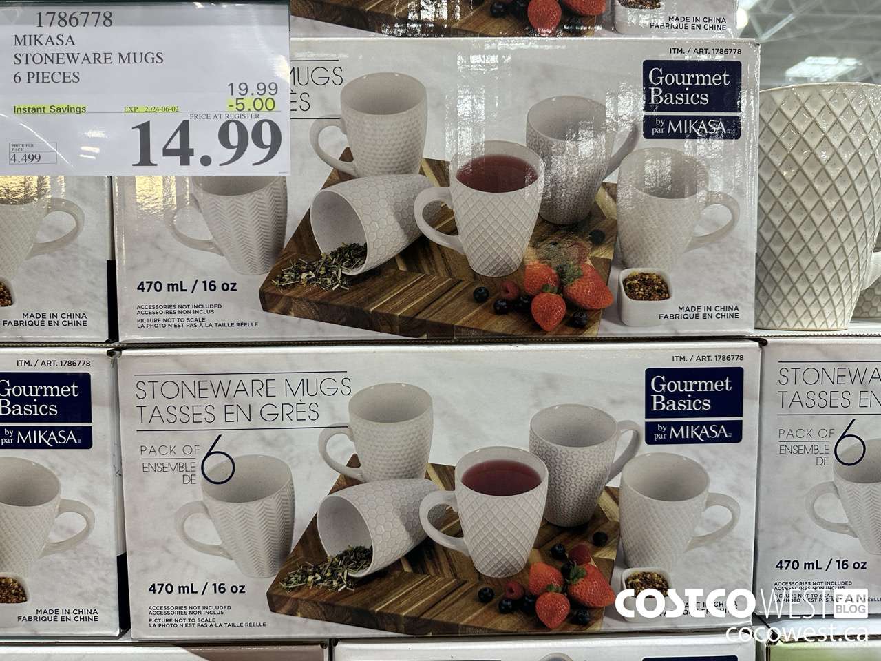1786778 MIKASA STONEWARE MUGS 6 PIECES ($5.00 INSTANT SAVINGS EXPIRES ON 2024-06-02) $14.99