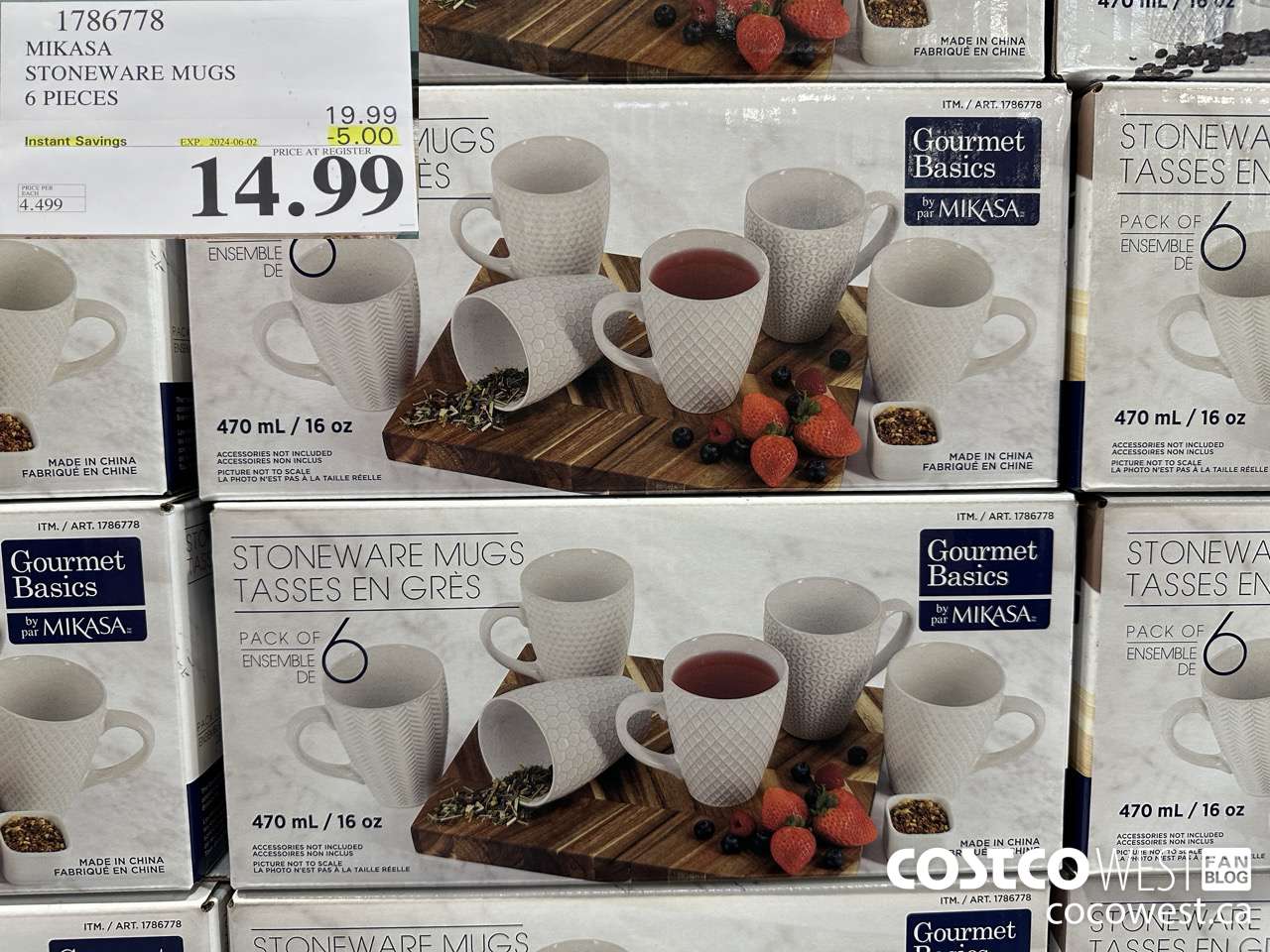 1786778 MIKASA STONEWARE MUGS 6 PIECES ($5.00 INSTANT SAVINGS EXPIRES ON 2024-06-02) $14.99