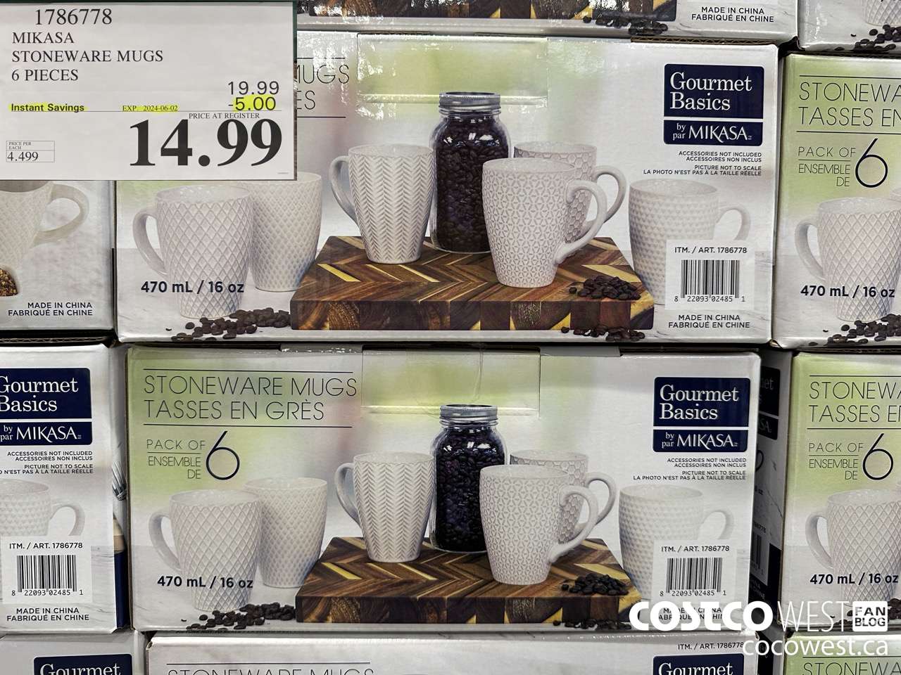 1786778 MIKASA STONEWARE MUGS 6 PIECES ($5.00 INSTANT SAVINGS EXPIRES ON 2024-06-02) $14.99