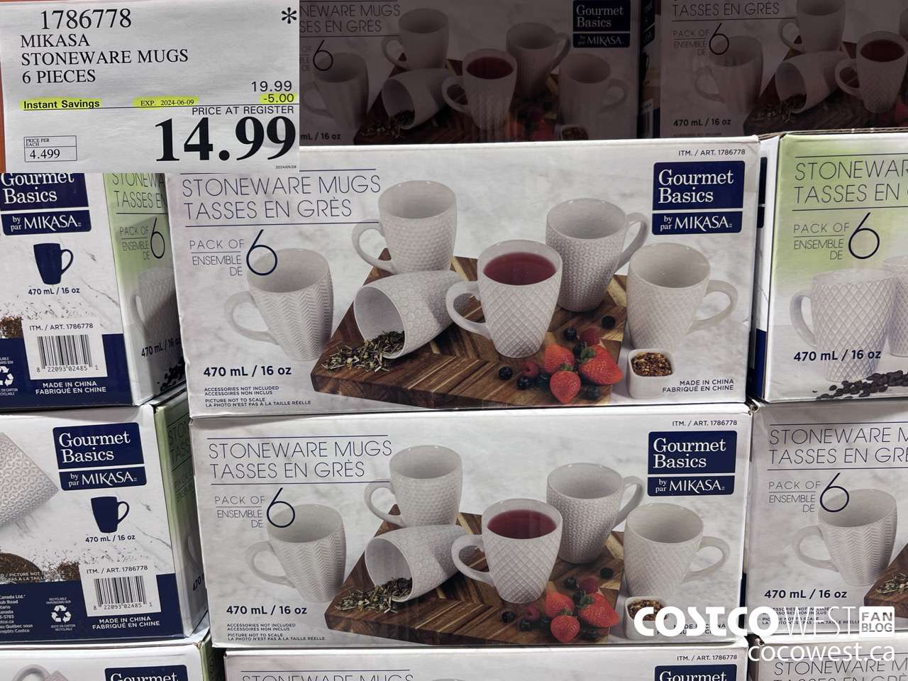 1786778 MIKASA STONEWARE MUGS 6 PIECES ($5.00 INSTANT SAVINGS EXPIRES ON 2024-06-09) $14.99
