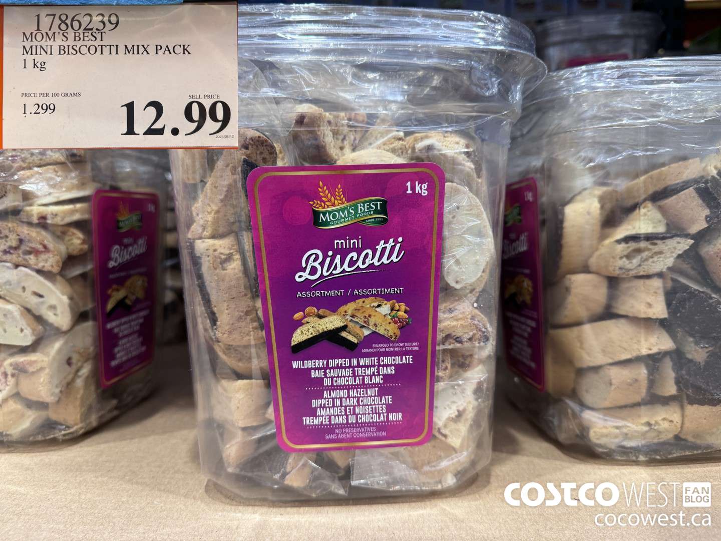 1786239 MOM'S BEST MINI BISCOTTI MIX PACK 1 KG $12.99