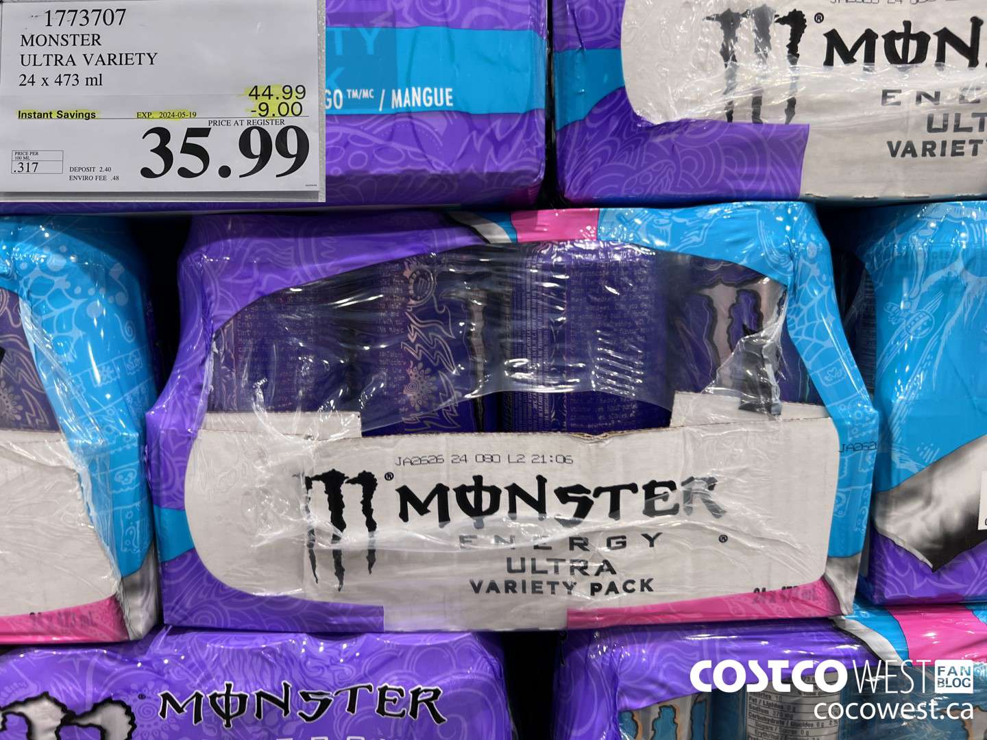 1773707 MONSTER ULTRA VARIETY 24 x 473 mL ($9.00 INSTANT SAVINGS EXPIRES ON 2024-05-19) $35.99