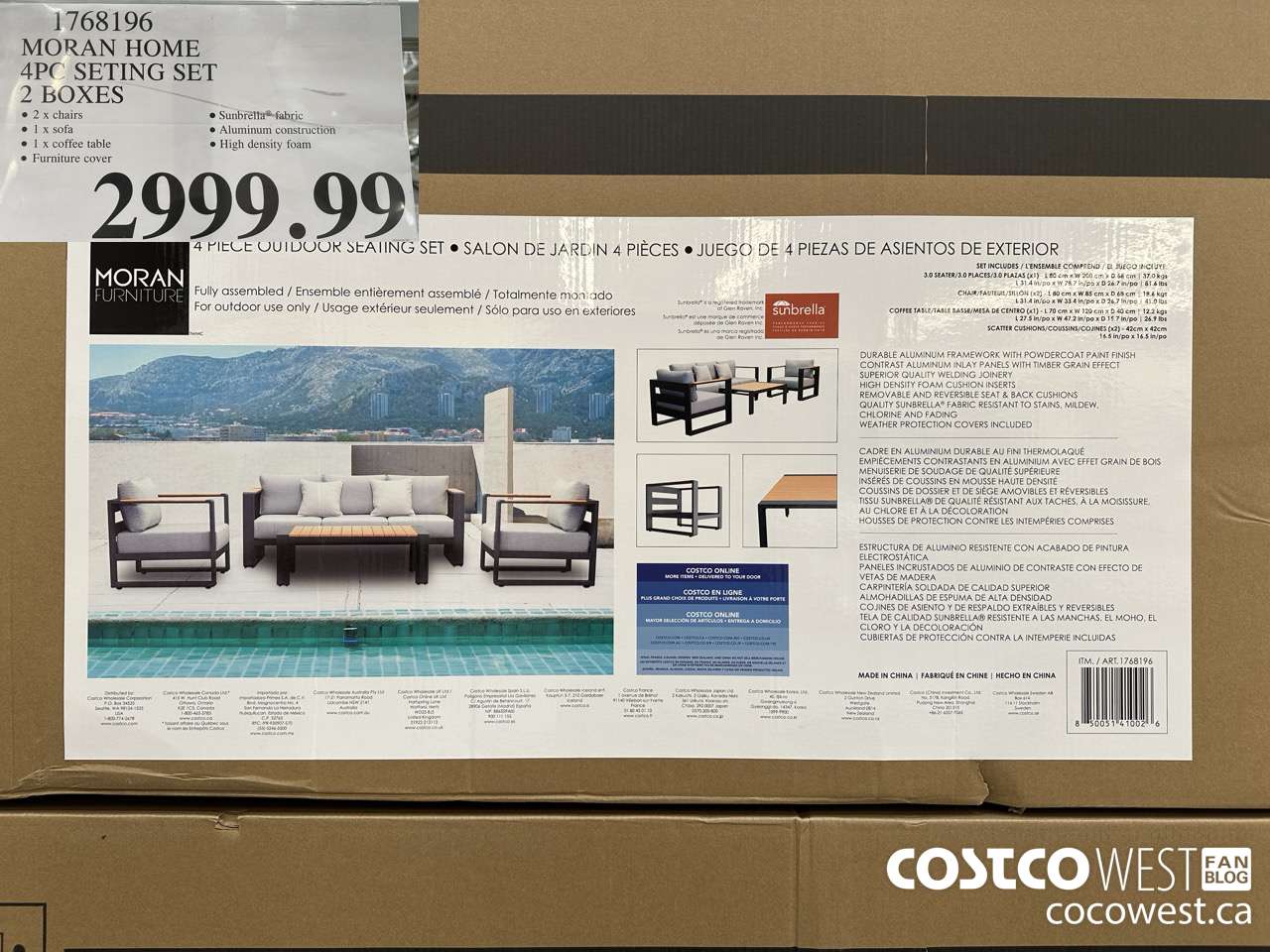 1768196 MORAN HOME 4PC SETING SET 2 BOXES $2999.99