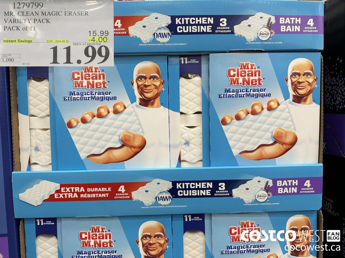 1279799 MR. CLEAN MAGIC ERASER VARIETY PACK PACK OF 11 ($4.00 INSTANT SAVINGS EXPIRES ON 2024-05-26) $11.99