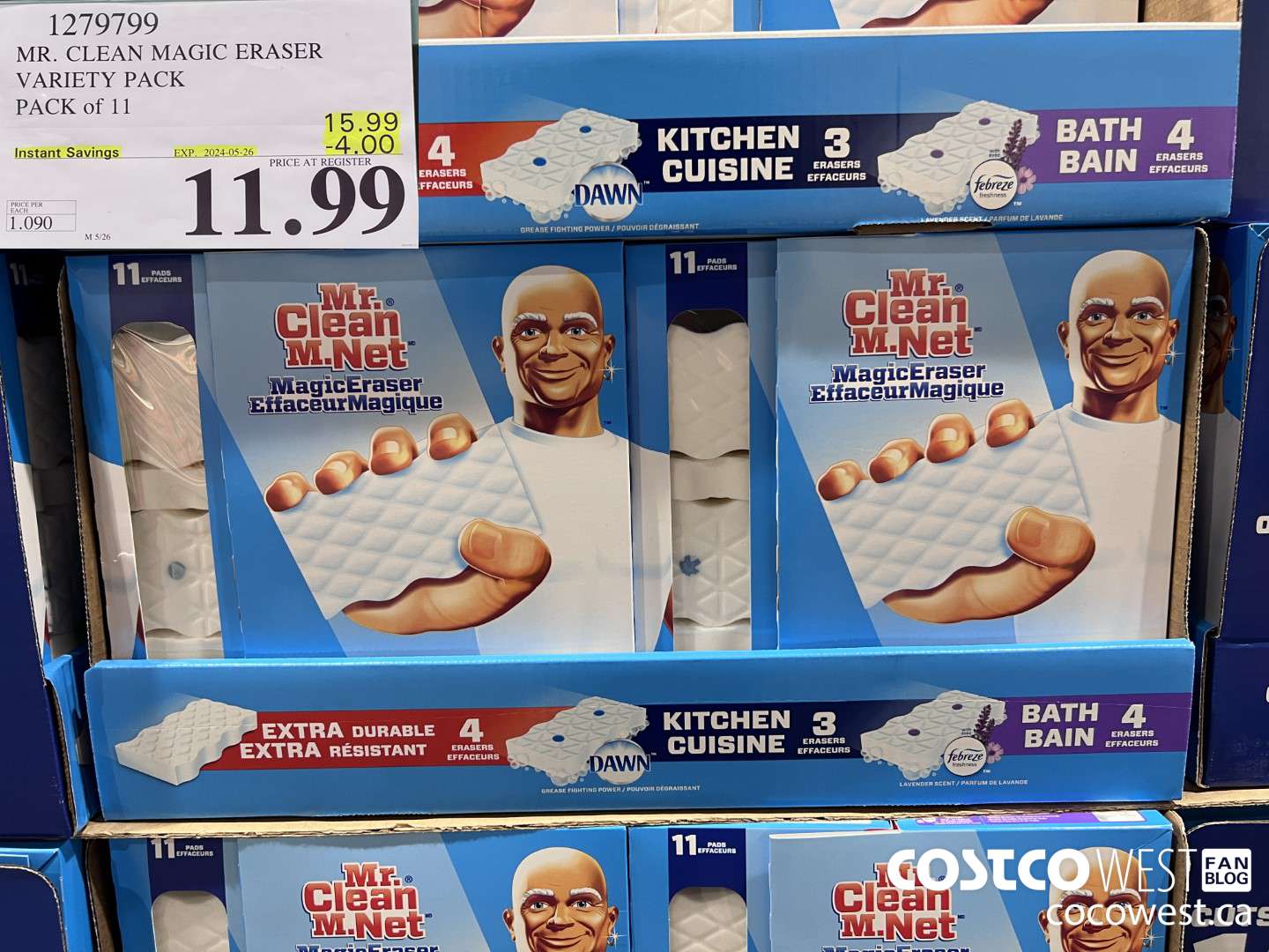1279799 MR. CLEAN MAGIC ERASER VARIETY PACK PACK OF 11 ($4.00 INSTANT SAVINGS EXPIRES ON 2024-05-26) $11.99