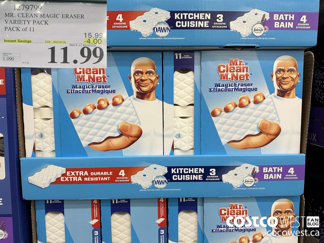 1279799 MR. CLEAN MAGIC ERASER VARIETY PACK PACK OF 11 ($4.00 INSTANT SAVINGS EXPIRES ON 2024-05-26) $11.99
