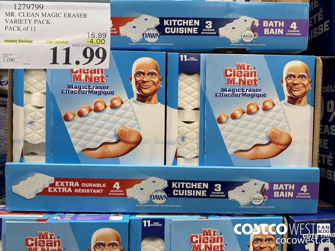1279799 MR. CLEAN MAGIC ERASER VARIETY PACK PACK OF 11 ($4.00 INSTANT SAVINGS EXPIRES ON 2024-05-26) $11.99