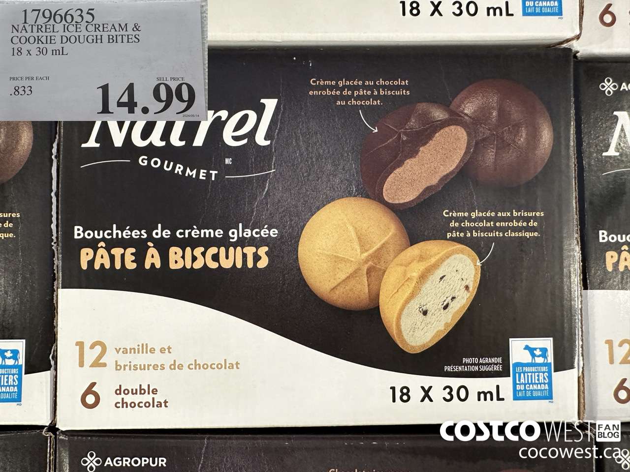 1796635 NATREL ICE CREAM & COOKIE DOUGH BITES 18 X 30ML $14.99
