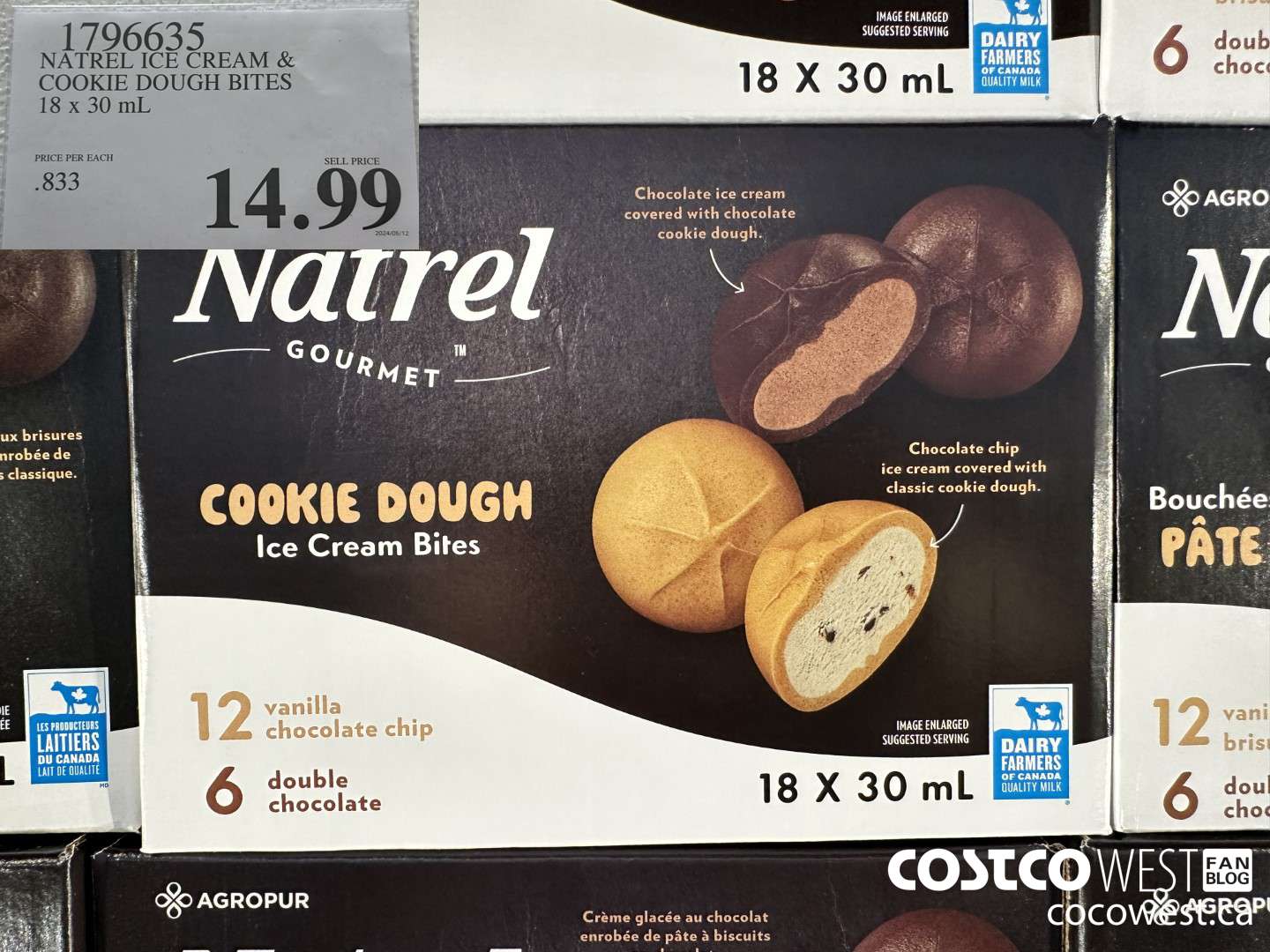 1796635 NATREL ICE CREAM & COOKIE DOUGH BITES 18 X 30 ML $14.99