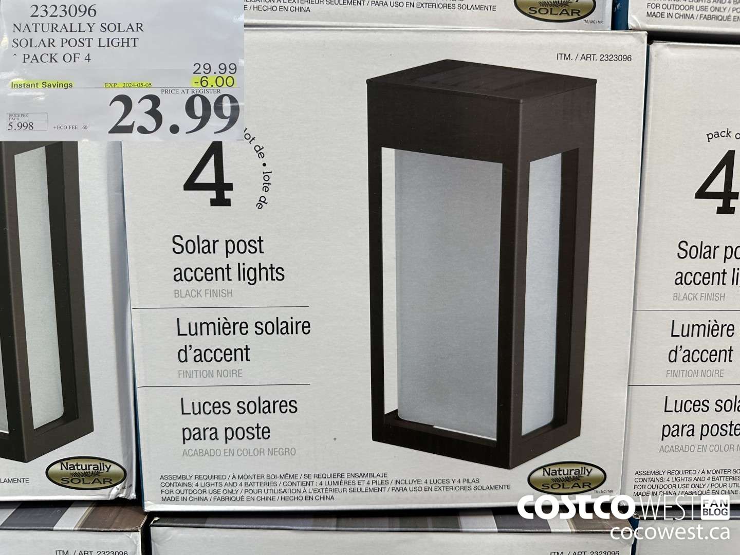 2323096 NATURALLY SOLAR SOLAR POST LIGHT PACK OF 4 ($6.00 INSTANT SAVINGS EXPIRES ON 2024-05-05) $23.99