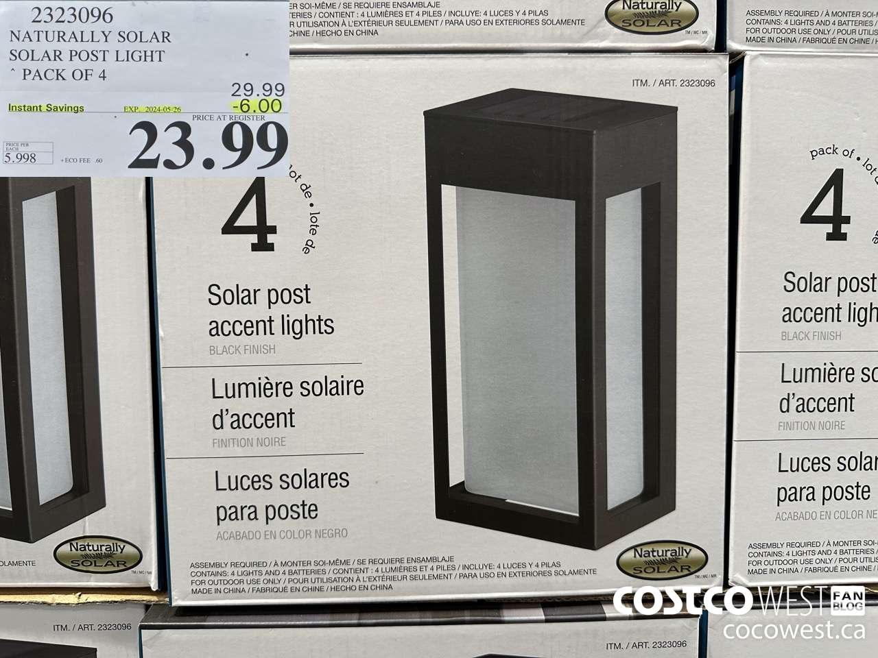 2323096 NATURALLY SOLAR SOLAR POST LIGHT PACK OF 4 ($6.00 INSTANT SAVINGS EXPIRES ON 2024-05-26) $23.99