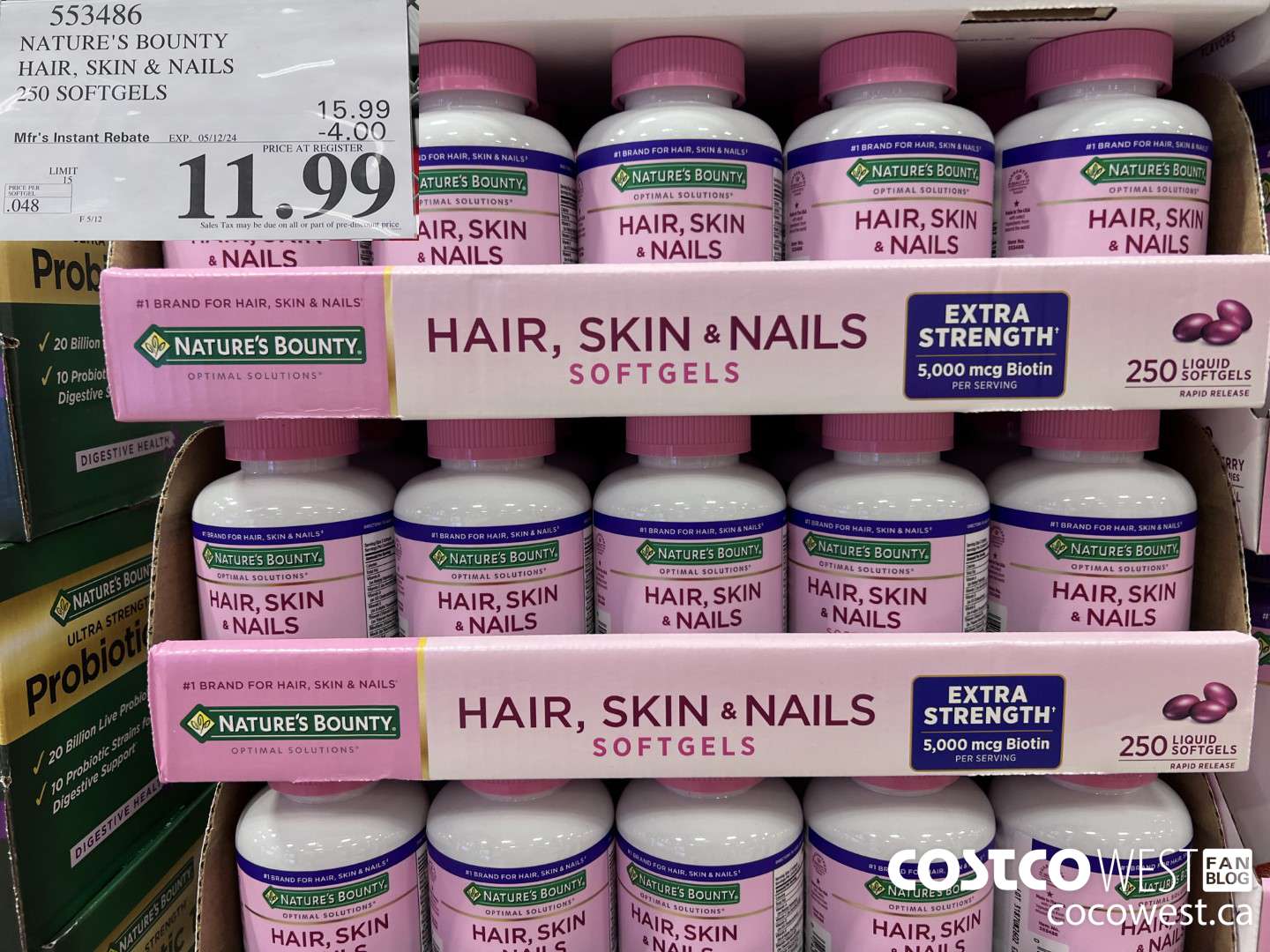 553486 NATURE'S BOUNTY HAIR, SKIN & NAILS 250 SOFTGELS ($4.00 INSTANT SAVINGS EXPIRES ON 2024-05-12) $11.99