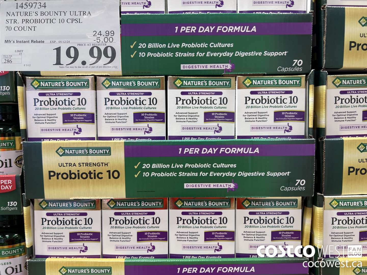 1459734 NATURE'S BOUNTY ULTRA STR. PROBIOTIC 10 CPSL 70 COUNT ($5.00 INSTANT SAVINGS EXPIRES ON 2024-05-12) $19.99