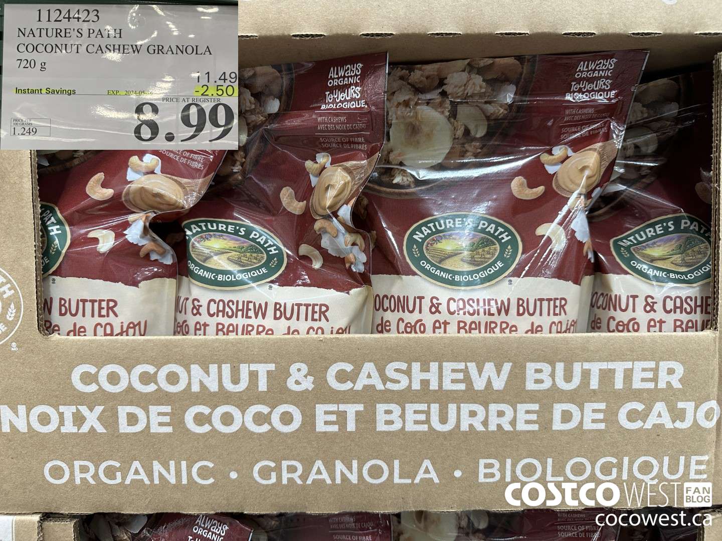 1124423 NATURE'S PATH COCONUT CASHEW GRANOLA 720 g ($2.50 INSTANT SAVINGS) $8.99