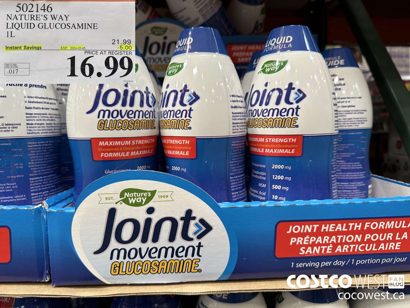 502146 NATURE'S WAY LIQUID GLUCOSAMINE 1 L ($5.00 INSTANT SAVINGS EXPIRES ON 2024-05-05) $16.99