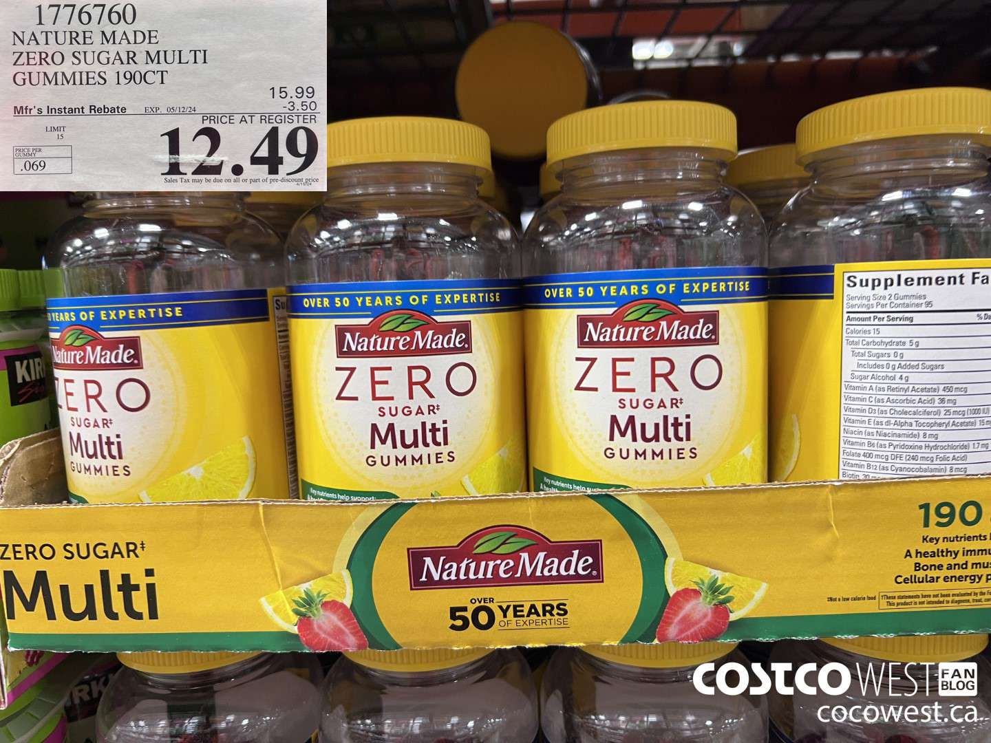 1776760 NATURE MADE ZERO SUGAR MULTI GUMMIES 190CT ($3.50 INSTANT SAVINGS EXPIRES ON 2024-05-12) $12.49