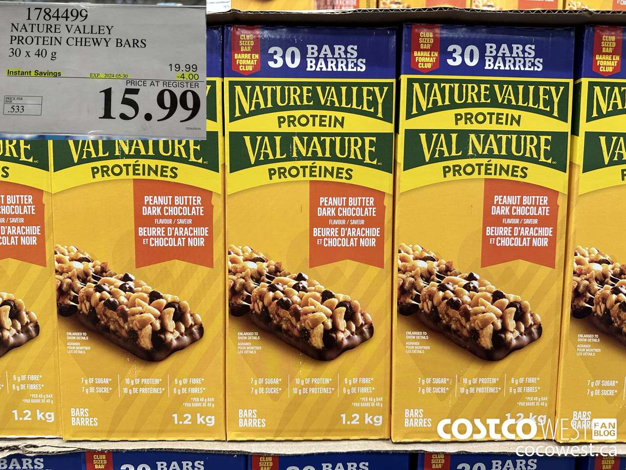 1784499 NATURE VALLEY PROTEIN CHEWY BARS 30 X 40G ($4.00 INSTANT SAVINGS EXPIRES ON 2024-05-30) $15.99