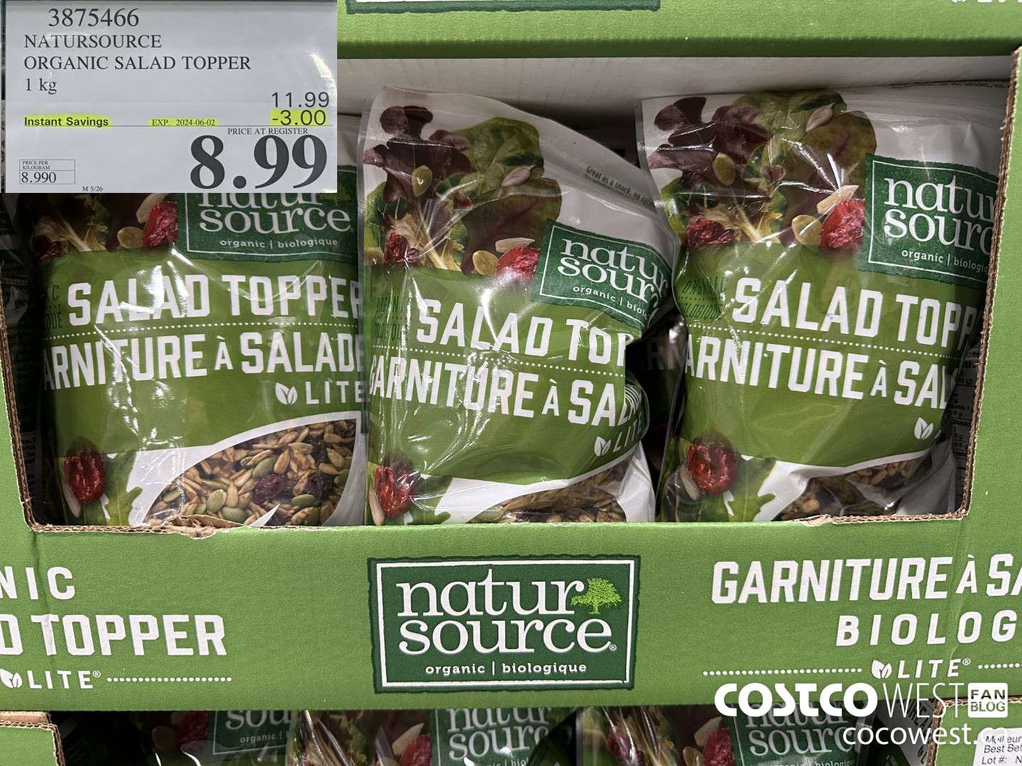 3875466 NATURSOURCE ORGANIC SALAD TOPPER 1 kg ($3.00 INSTANT SAVINGS EXPIRES ON 2024-06-02) $8.99
