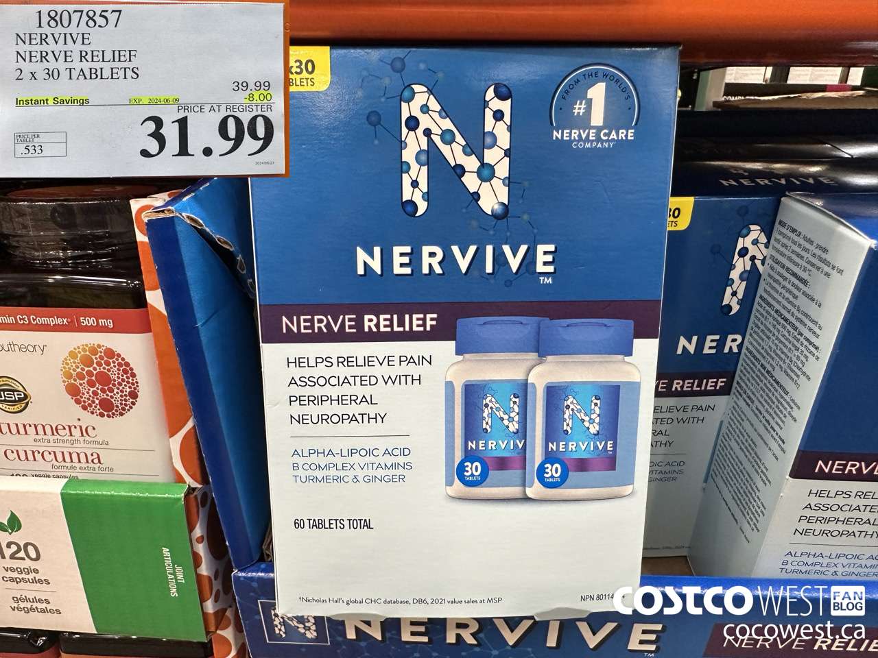 1807857 NERVIVE NERVE RELIEF 2 x 30 TABLETS ($8.00 INSTANT SAVINGS EXPIRES ON 2024-06-09) $31.99