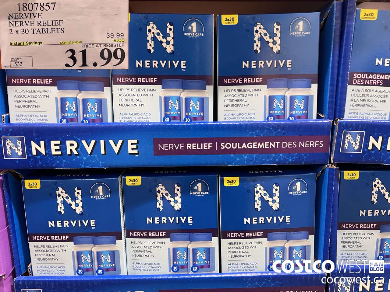 1807857 NERVIVE NERVE RELIEF 2 x 30 TABLETS ($8.00 INSTANT SAVINGS EXPIRES ON 2024-06-09) $31.99