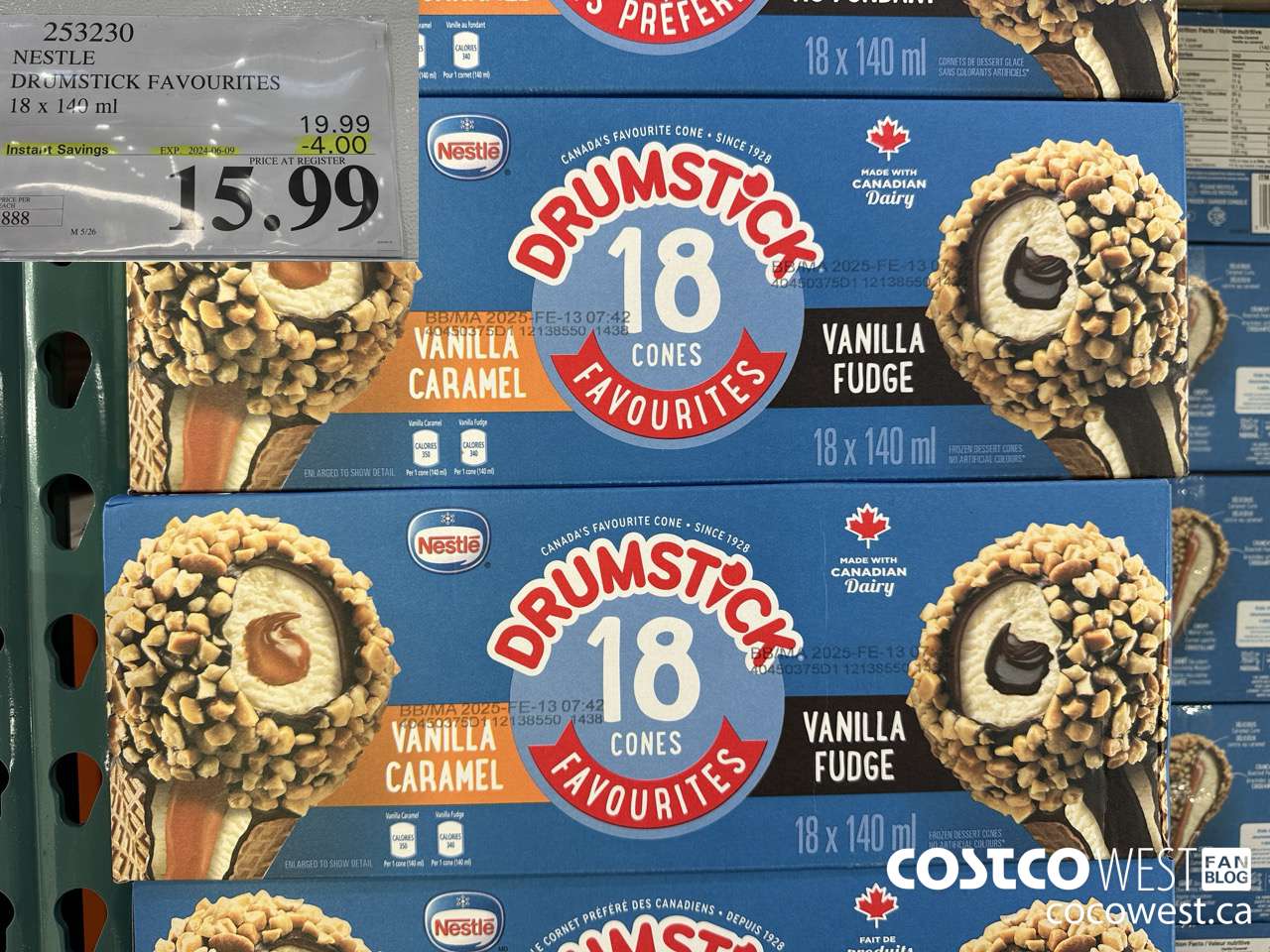 253230 NESTLE DRUMSTICK VARIETY PACK 18 x 140 ml ($4.00 INSTANT SAVINGS EXPIRES ON 2024-06-09) $15.99