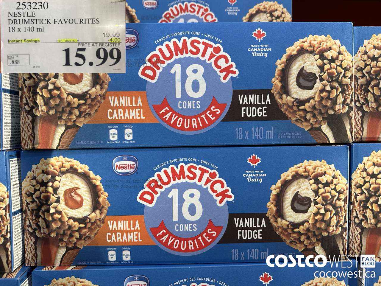 253230 NESTLE DRUMSTICK VARIETY PACK 18 x 140 ml ($4.00 INSTANT SAVINGS EXPIRES ON 2024-06-09) $15.99