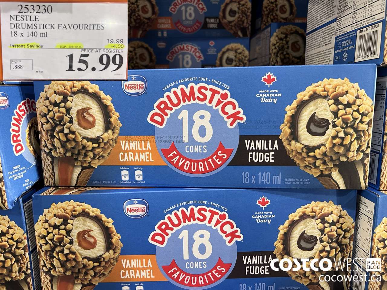 253230 NESTLE DRUMSTICK VARIETY PACK 18 x 140 ml ($4.00 INSTANT SAVINGS EXPIRES ON 2024-06-09) $15.99