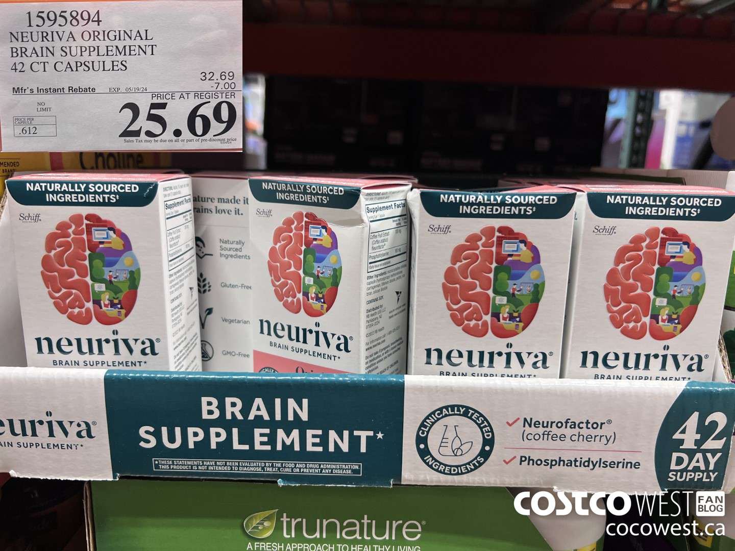 1595894 NEURIVA ORIGINAL BRAIN SUPPLEMENT 42 CT CAPSULES ($7.00 INSTANT SAVINGS EXPIRES ON 2024-05-19) $25.69